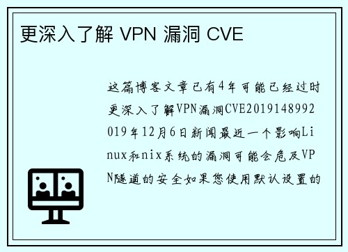 更深入了解 VPN 漏洞 CVE