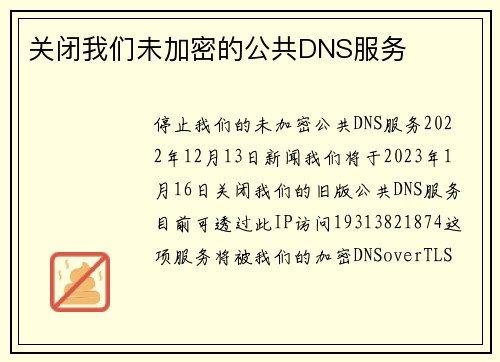 关闭我们未加密的公共DNS服务 